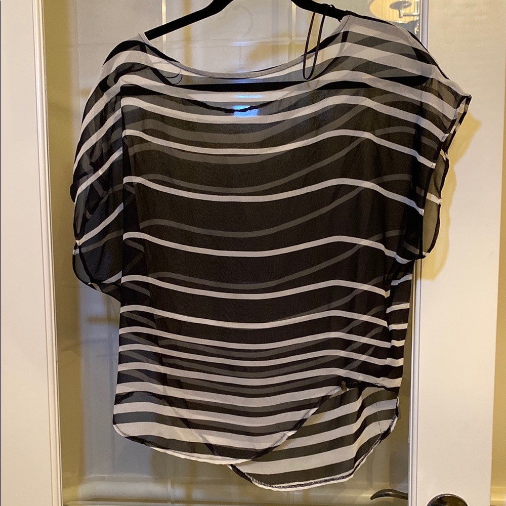 Guess Striped Sheer Black and White Women's Top